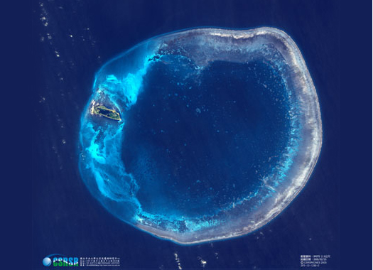 南海地區東沙環礁位置圖